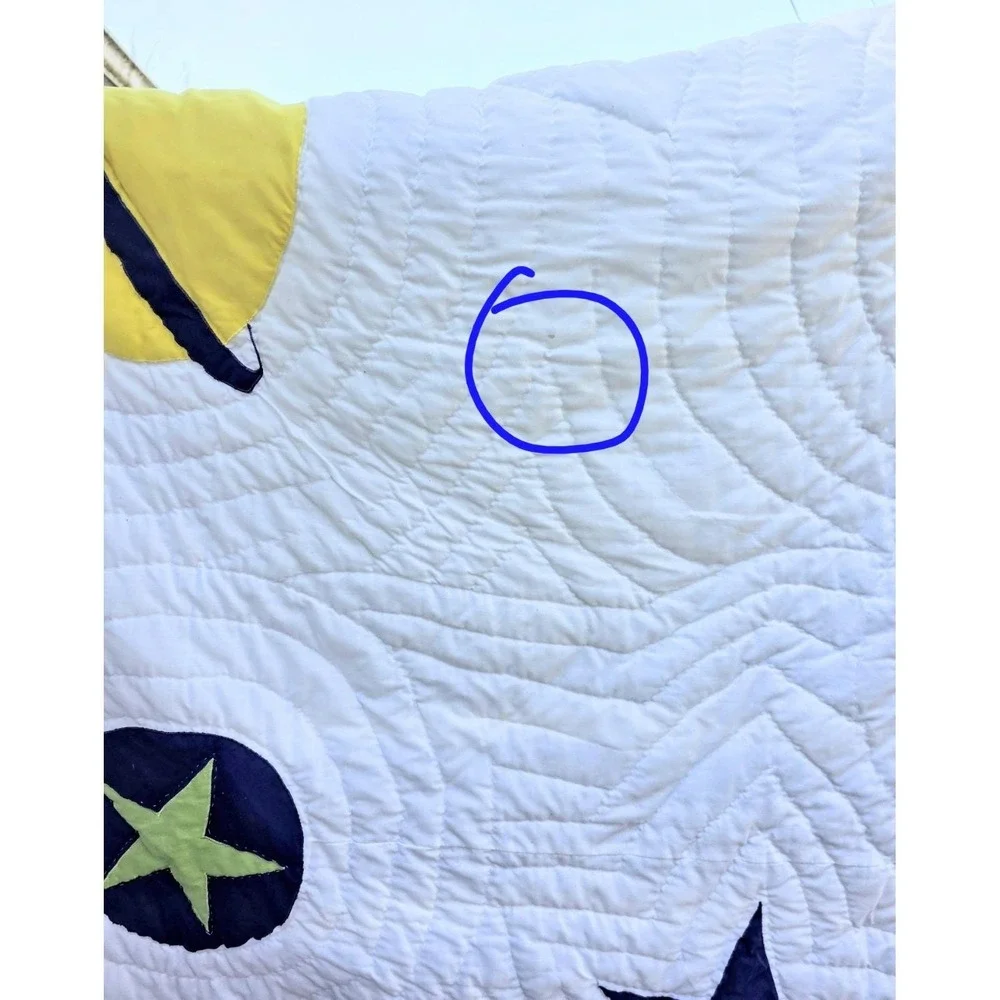 Handmade Bright Celestial Quilt Wholecloth Applique 84
